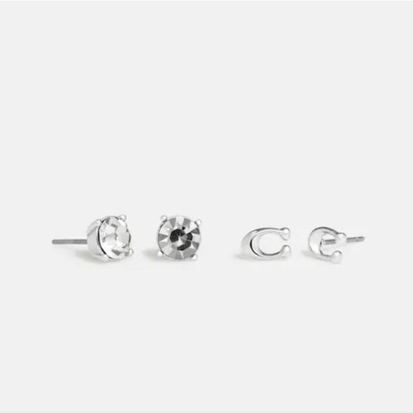 Coach Signature C and Stone Stud Earring Set - Picture 1 of 10